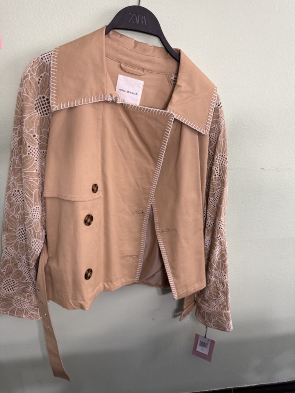 Avec Les Filles Cropped Combo Trench Jacket - Picture 3 of 9